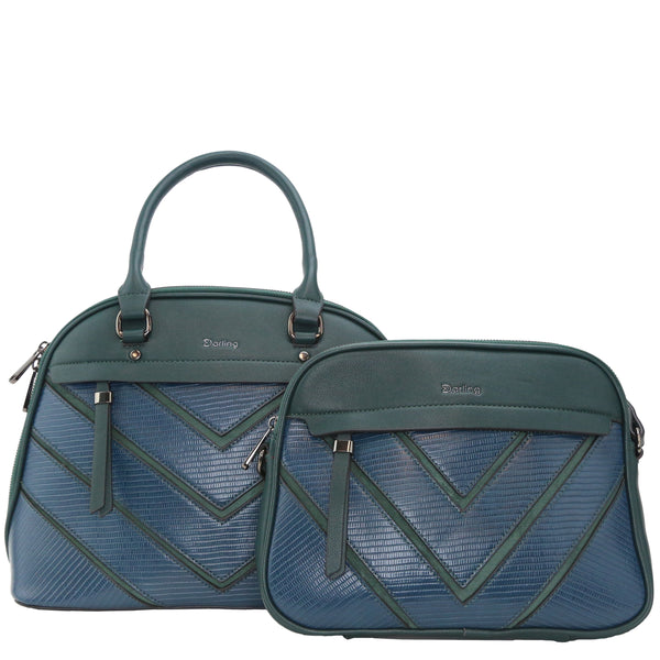 YD-7578 - Chevron Pattern Handbag & Shoulder Bag - 2 Bag Set 